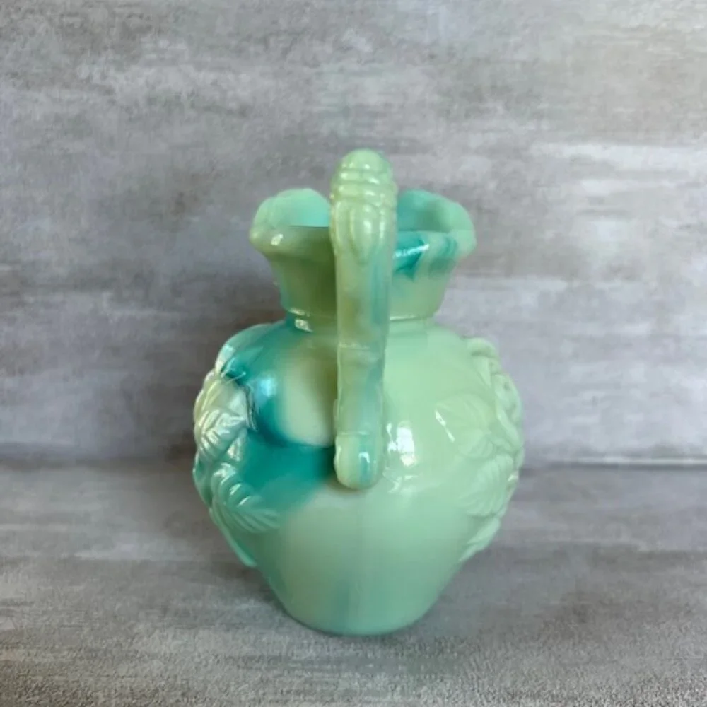 Vintage Avon Green Slag Glass Pitcher & Basin Vanity Set